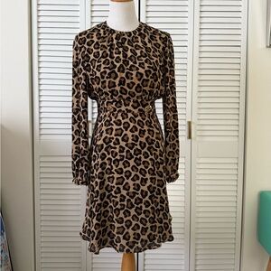 Tory Burch Leopard Print Long Sleeve Dress